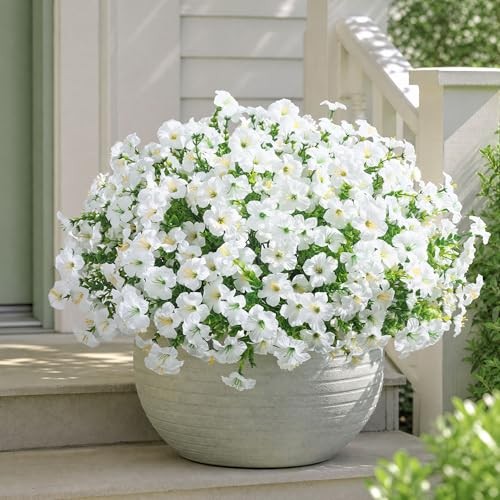 Artificial Flowers for Outdoors Decoration, 20 Bundles Faux Morning Glory White gallery