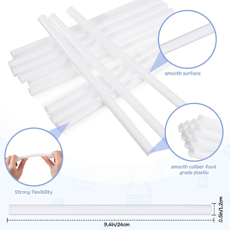 200 PCS White Plastic Cake Dowel Rods Bulk Tiered Construction 0.5x12 Inch gallery