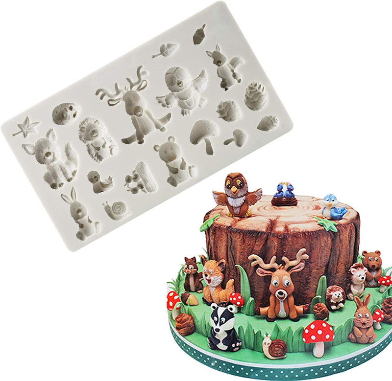 Forest Animals Fondant Molds Zoo Animal Silicone Mold for Chocolate Candy Gum…