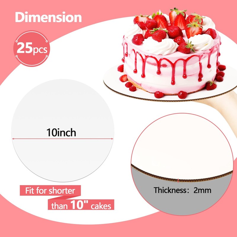 25 PCS Cake Board Circle 10 Inch 2mm Card Drums Plate Bases Food Grade Oil gallery
