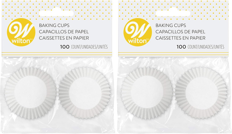 Elegant White Mini Muffin Cups, 100 Count Pack of 2 for Special Occasions