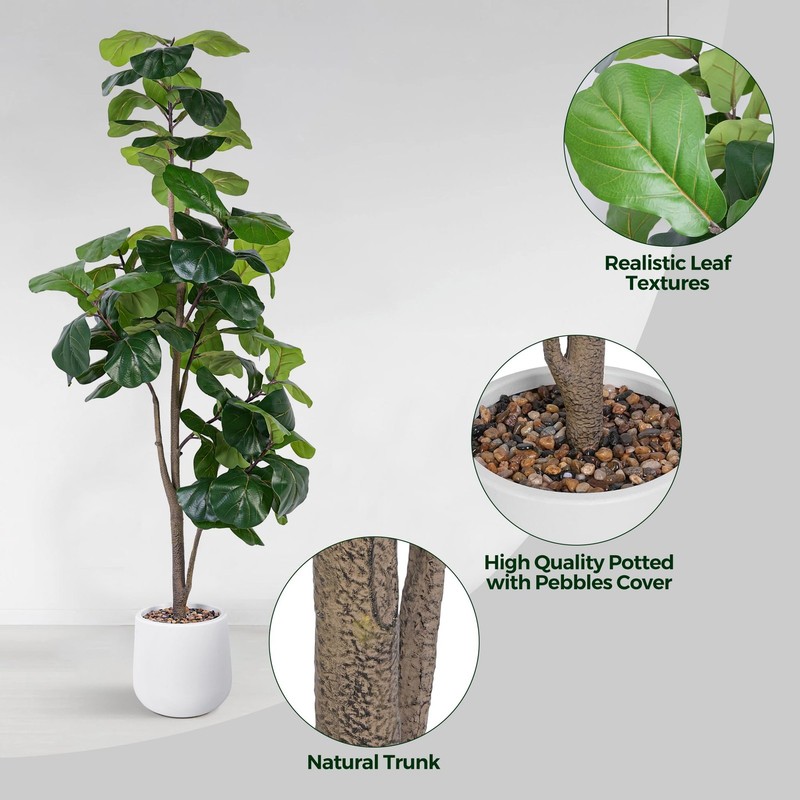 Jocoevol Artificial Fiddle Leaf Tree 6Ft Faux Plant Fake Ficus Lyrata Trees gallery