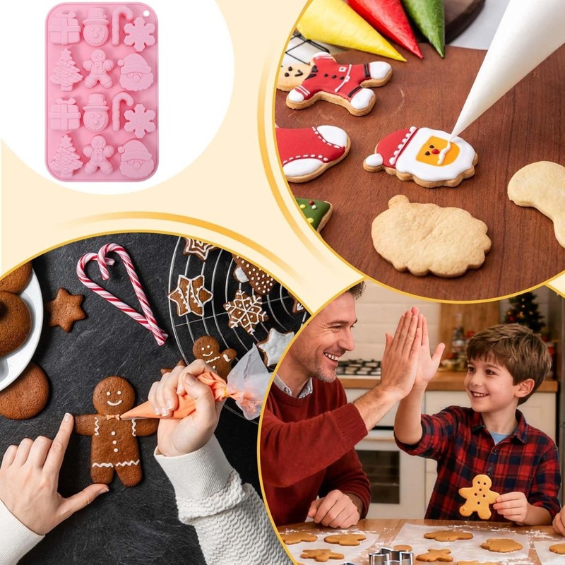 80g Christmas Candy Molds, 14-Cavity Portable Snowflake Santa Baking Mold gallery
