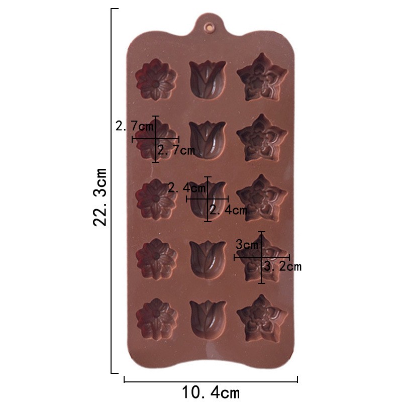 2pcs 15 consecutive sets of 3D tulip silicone chocolate molds baking tools gallery