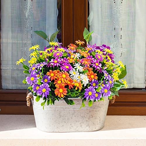 10 Bundles Artificial Daisies Plastic Flowers Outdoor UV Resistant Fake Daisy gallery