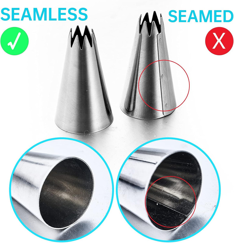 8Pcs Large Piping Tips Set,Stainless Steel Icing Tips with 10 Disposable Pastry gallery