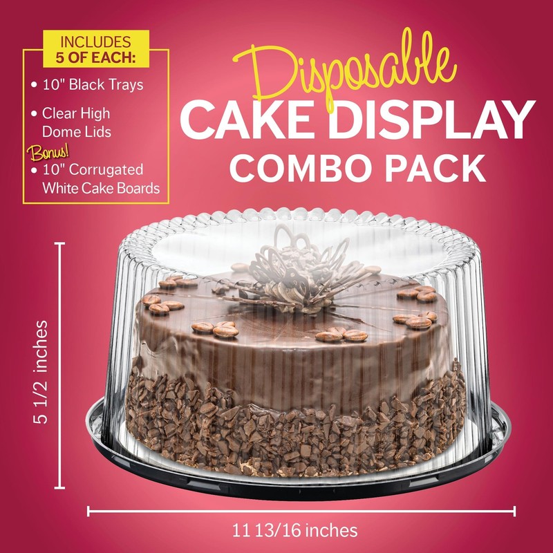 10 - 11" Plastic Disposable Cake Containers Carriers with Dome Lids and Cake ... gallery
