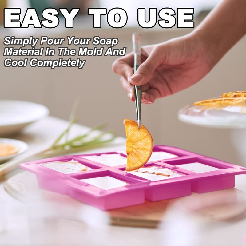 LERYKIN 2 Pack Silicone Soap Molds, 6 Mold, Purple - Rectangle gallery