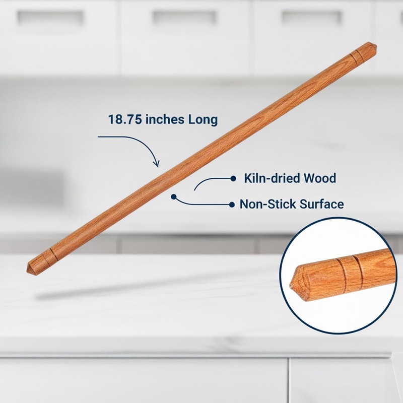 Beech Wood Turkish Oklava Rolling Pin – Non-Stick Oil-Infused Smooth Brown gallery