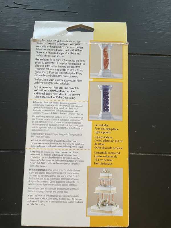 NEW-Wilton Fillable Pillar 4 Piece Set 4in 303-801 Cake Decoration Clear gallery