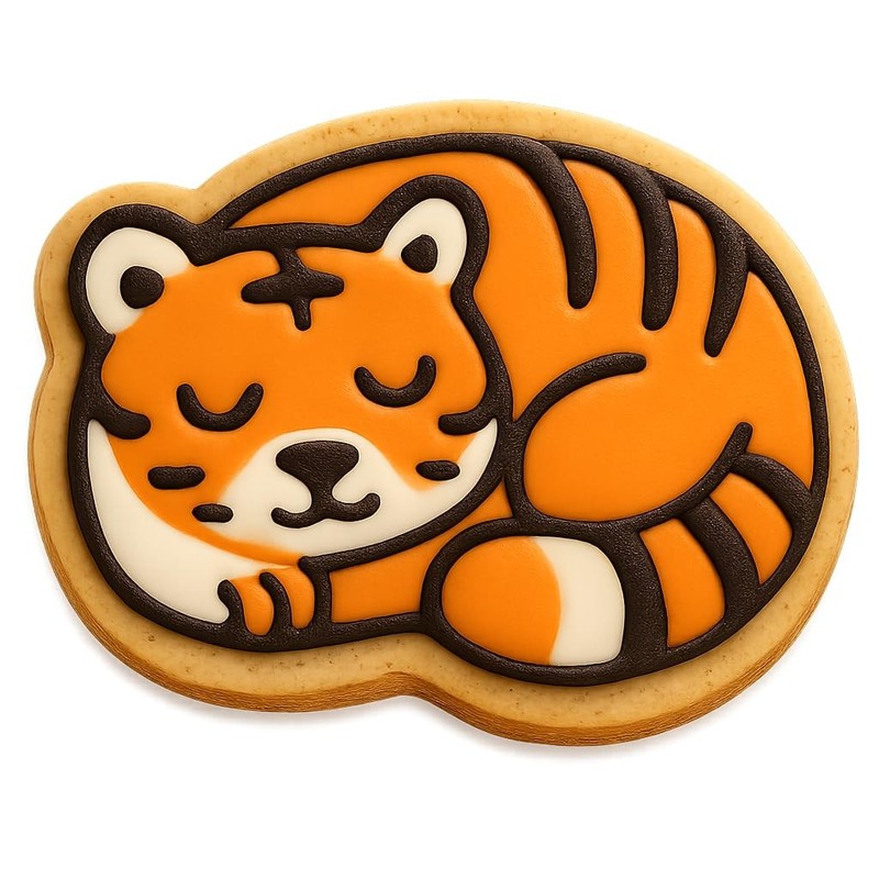 Sleeping Tiger Cookie Cutter & Stamp - 4x3.3 Fun Kitchen Baking gallery