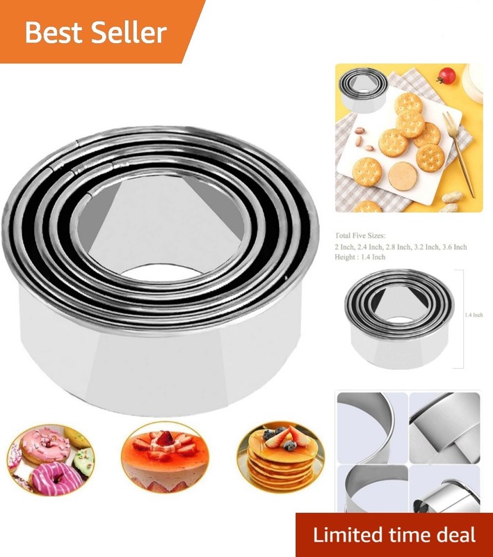 5Pcs Cookie Cutters – Stainless Steel Biscuit Cutters/Dumpling Cutters/Cake P…