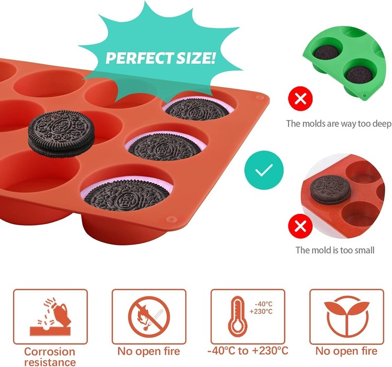 2 Pack Round Chocolate Cookie Molds, 12 Cavity 2.1" Cylinder Silicone Mold fo... gallery