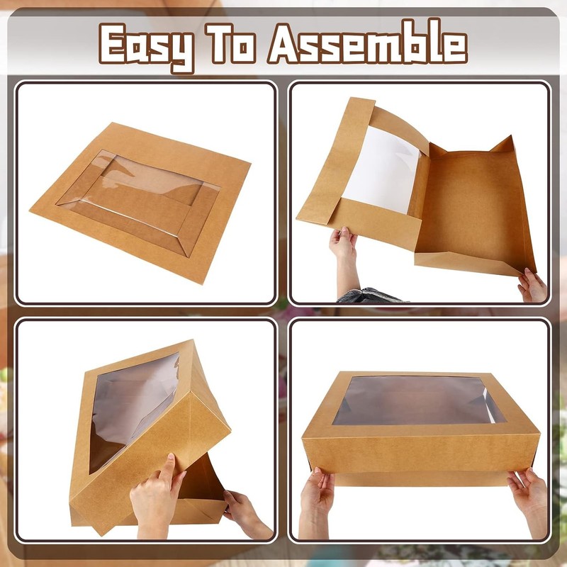 19x14x4 Inch Half Sheet Cake Boxes Large Rectangle Bakery Boxes with Window gallery
