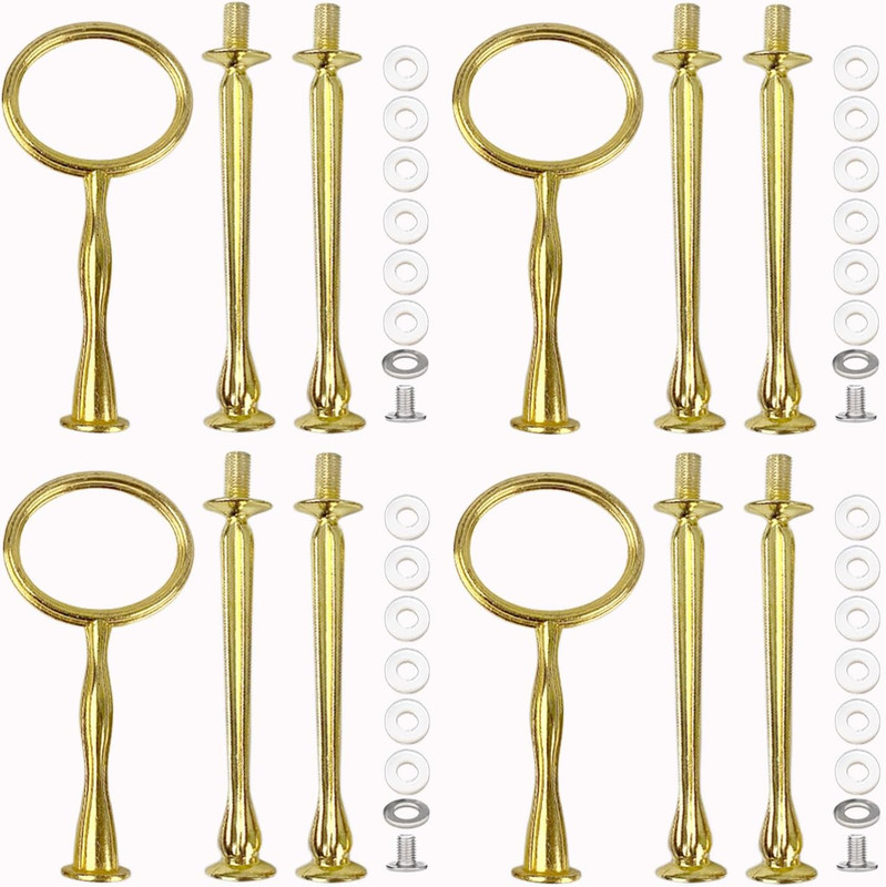 4 Sets 15’’ 3-Tier Cake Tray Stand Handle, Multi-Tier Metal Dessert Fruit Center
