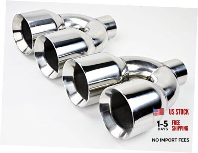 Dual 4″ Quad Staggered Stainless Steel Exhaust Tips for Chevy Corvette C6 05-13