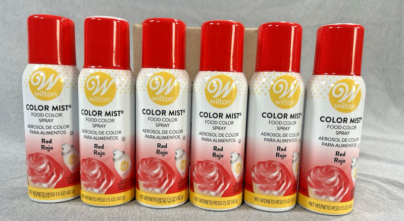 6 WILTON 1.5 Oz RED COLOR MIST FOOD SPARY BAKING HOLIDAY WEDDING CAKES cupcake