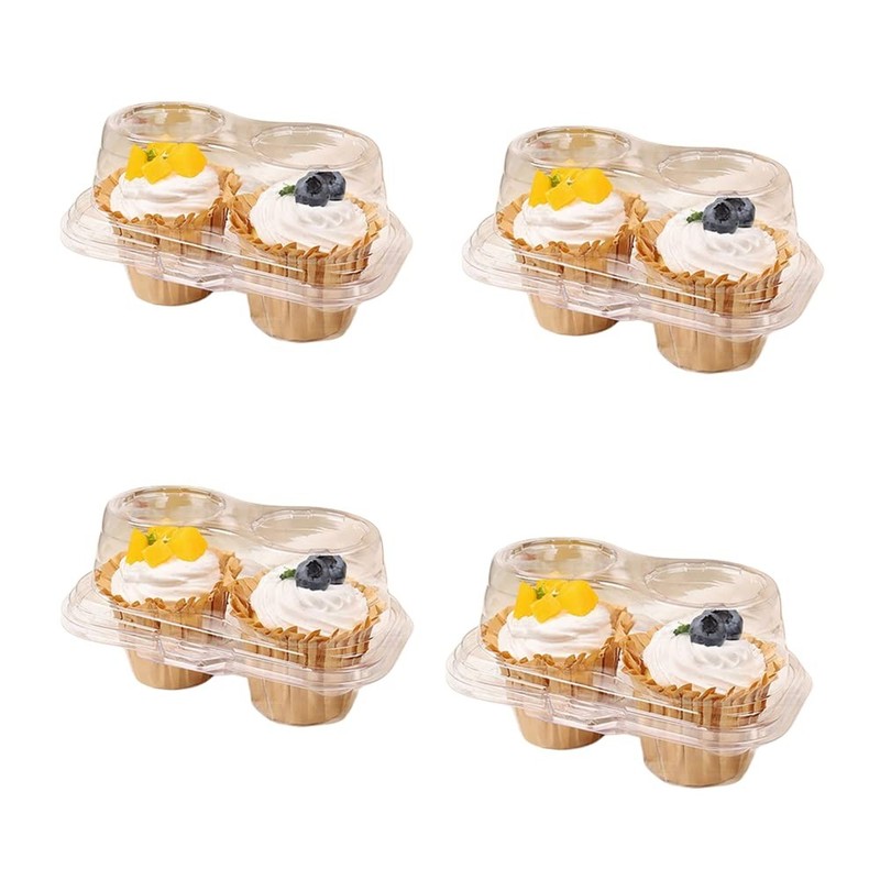 30 PCS Clear Plastic Stackable Cupcake Boxes 2 Compartment Carrier Holder