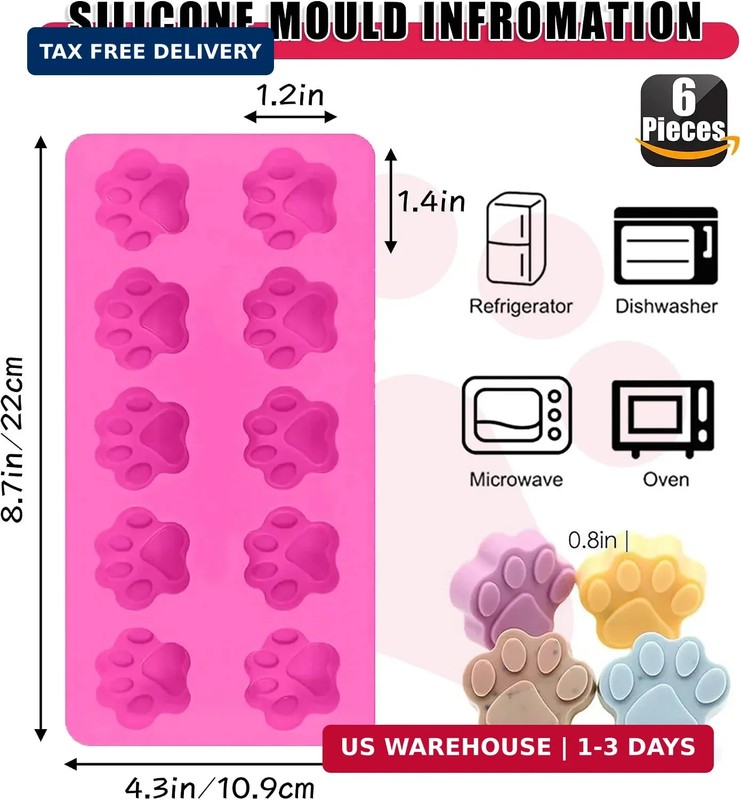 Puppy Dog Paw and Bone Silicone Molds for Baking, Non-Stick, Food Grade Silicone gallery