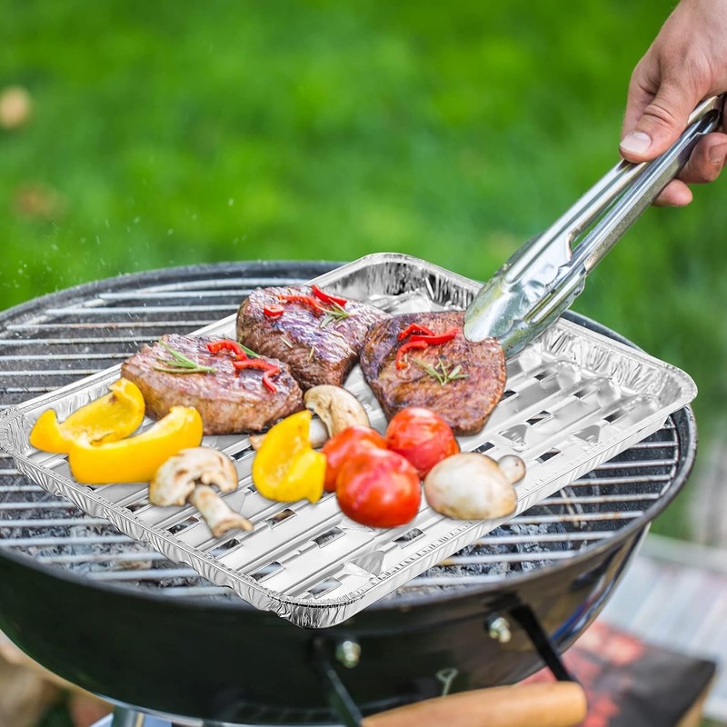 50 Pack Aluminum Grill Pans 9x13 Inch Broiler Pans Oven Disposable Aluminum gallery