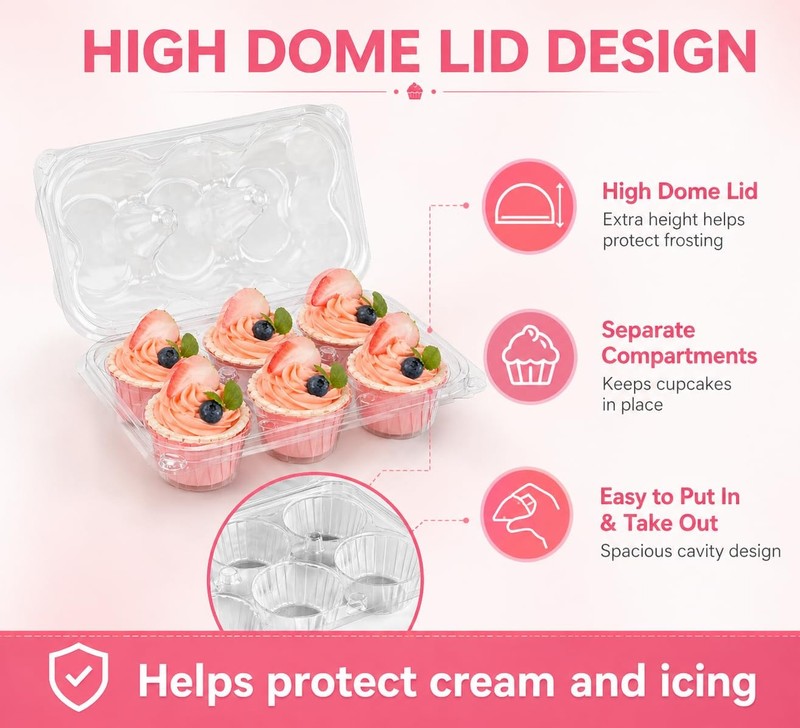 Cupcake Containers Holder - 6 Counts x 30 Sets Stackable Cupcake Boxes Carrie... gallery