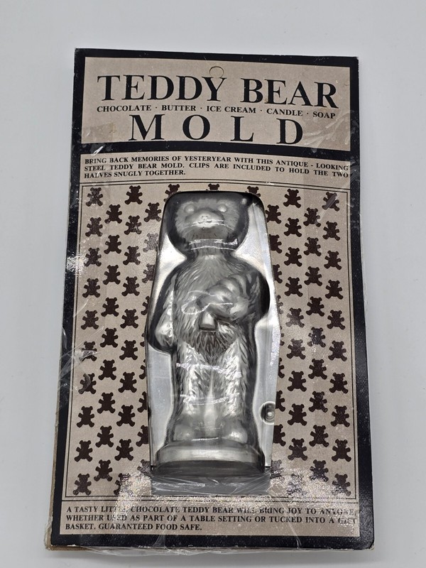 Vintage – Chocolate Candy Mold – Standing – Teddy Bear Metal 5.5”T 3” W NIP