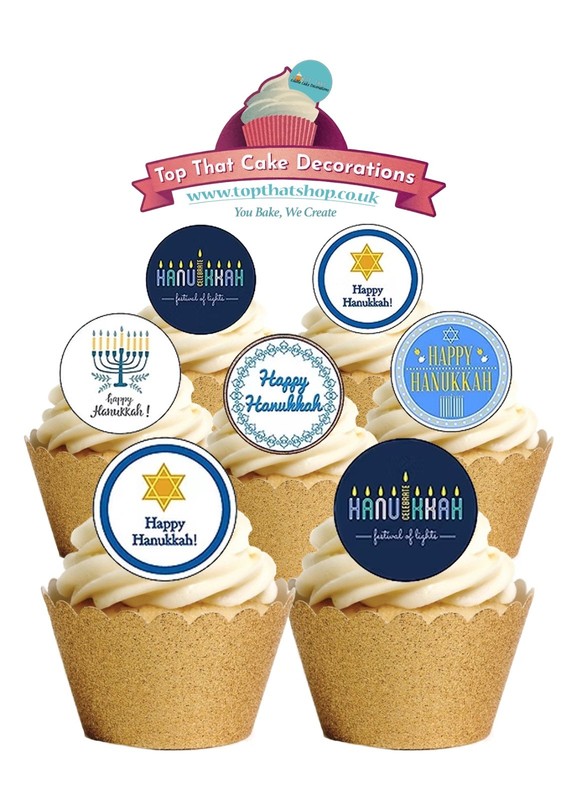 Cake Toppers Happy Hanukkah Festival of Light 24 Precut Edible Wafer Paper
