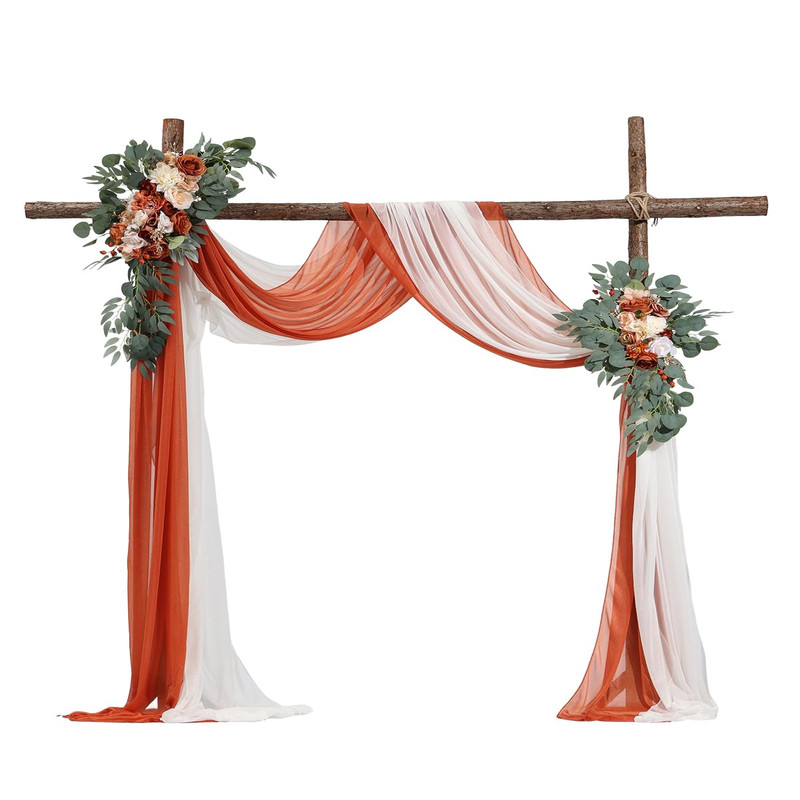 Vevor Artificial Wedding Arch Flowers Kit Orange Wedding Arch Flowers Drapes