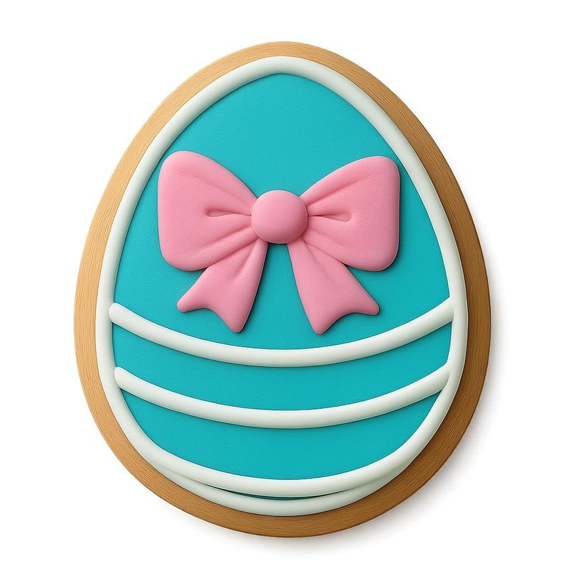 Striped Easter Egg with Bow Cookie Cutter & Stamp – 4×3.5