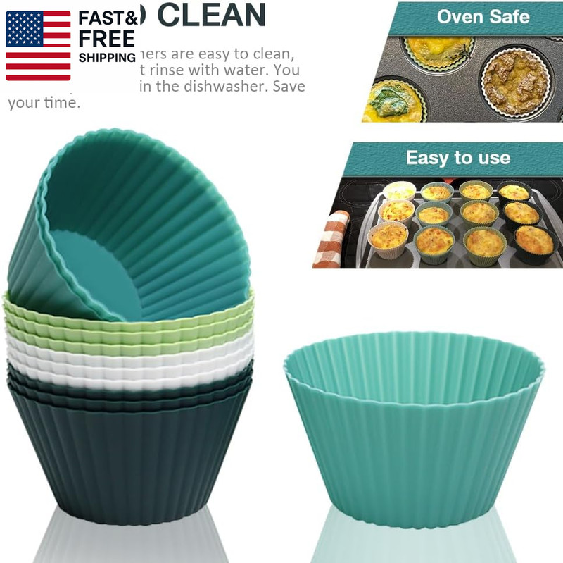 Extra Large Silicone Cupcake Muffin Cups 12 Pcs, 3.54 Inch Muffin Liners, Reusab gallery