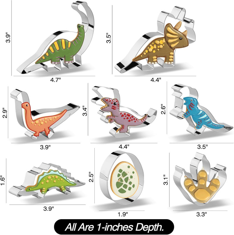 8 Pcs Stainless Steel Dinosaur Cookie Cutters Food Decoration Tools for Baking gallery