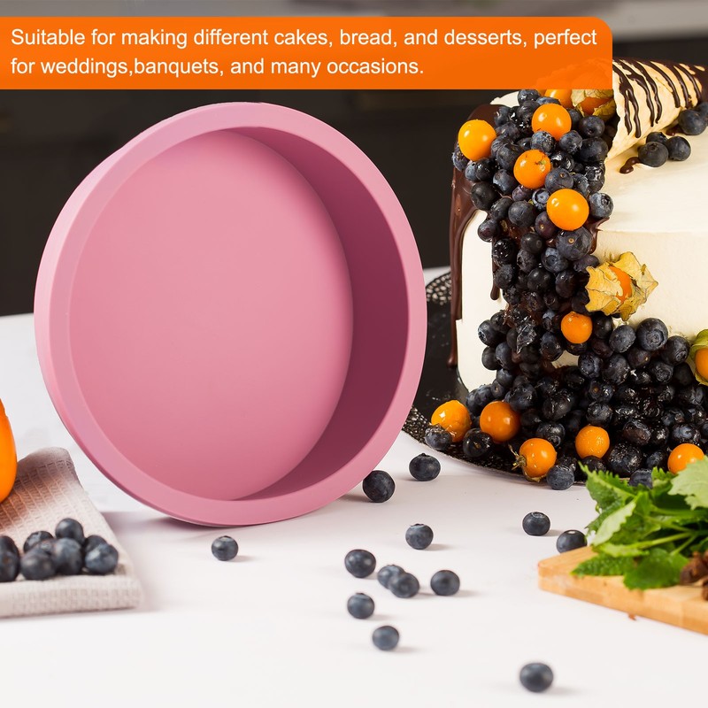 6 Pcs Round Cake Pans 4" Silicone Cake Mould for Cupcakes Bread, Blue gallery