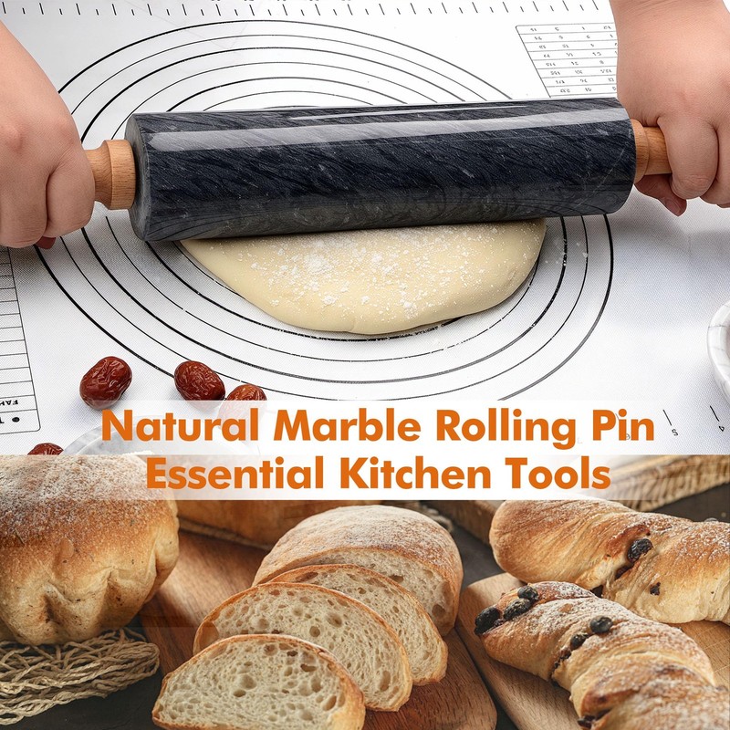 18.5 inches Marble Rolling Pin,Large Non-Stick Dough Roller,for making pizza,... gallery