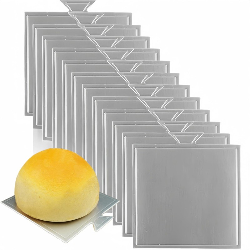 100 PCS Silver Mini Cake Boards Square Cardboard Cupcake Dessert Base 9×8.4cm