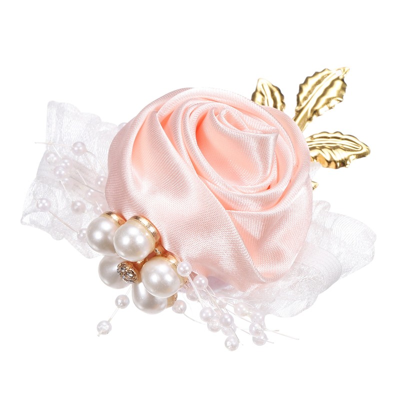 Wrist Corsage Artificial Flower Bracelets Rose Decorative 7x7cm Pink