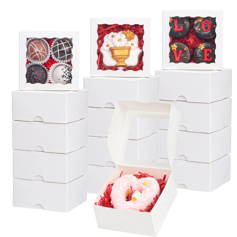 100 PCS 3x3x1 Inch Mini Bakery Soap Boxes Window Cookie Truffle Macaron