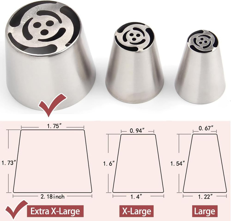 6Pack Extra Large Flower Russian Piping Tips Set, Stainless Steel Rose Tulip Ici gallery