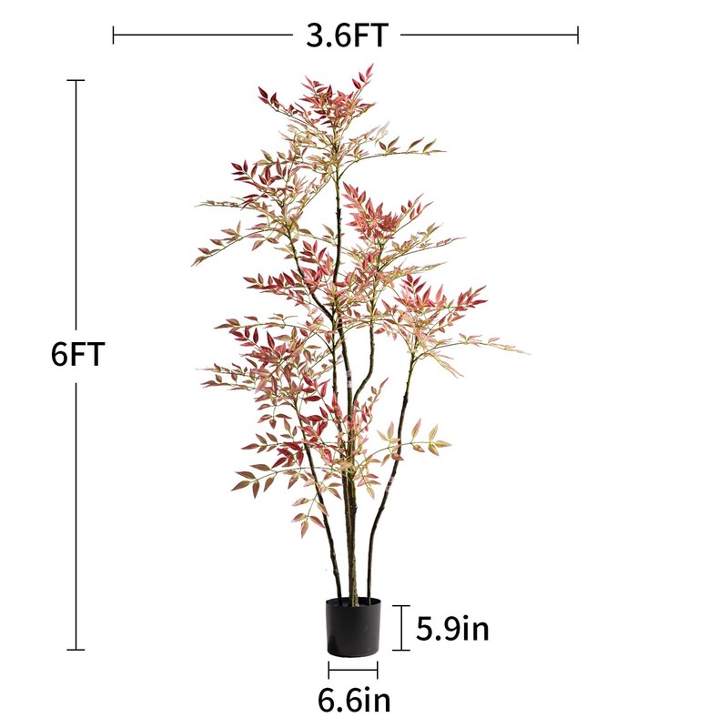 Erimda 6Ft Faux Bamboo Tree Artificial Nandina Tree Artificial Indoor Plants gallery