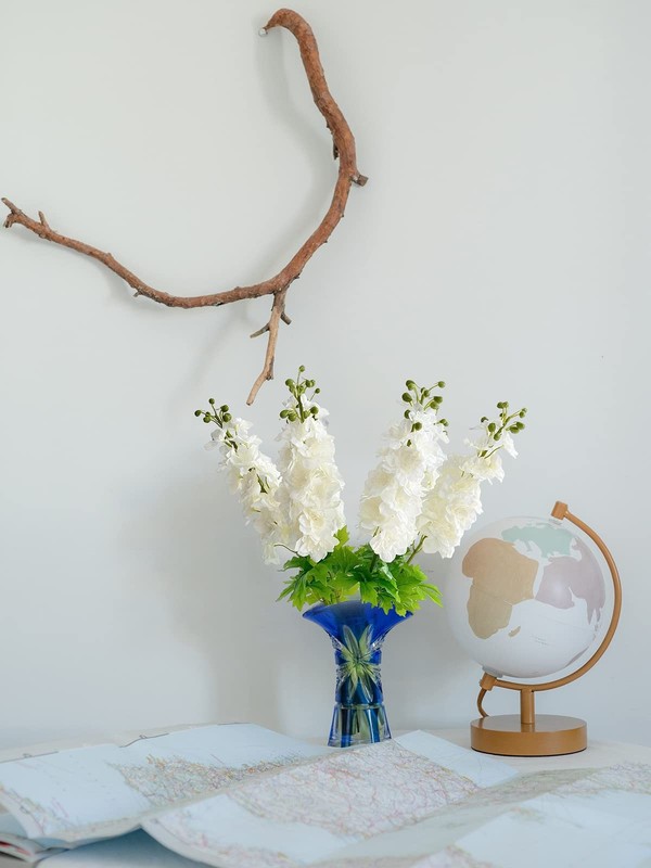 Yalzonemet 3 Pcs White Delphinium Artificial Flower Real Touch Latex Delphinium gallery