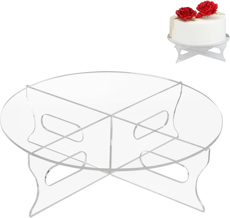 Acrylic round Cake Stand with Base, 1 Tier Clear Cupcake Holder Dessert Display