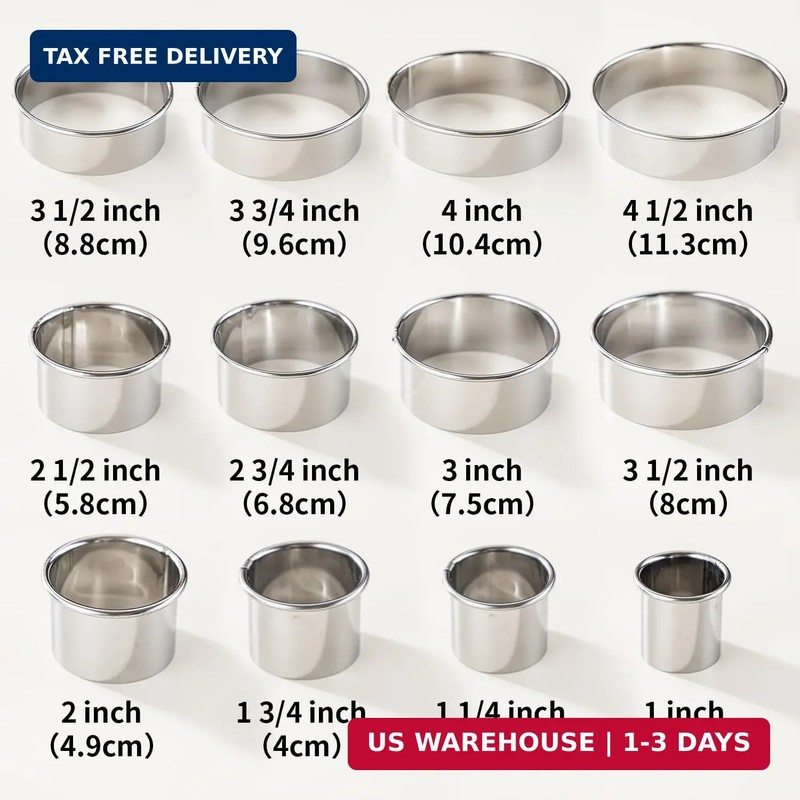12 Pcs 304 Stainless Steel Biscuit Cutter Set - Round Cookie Cutters for Baking gallery