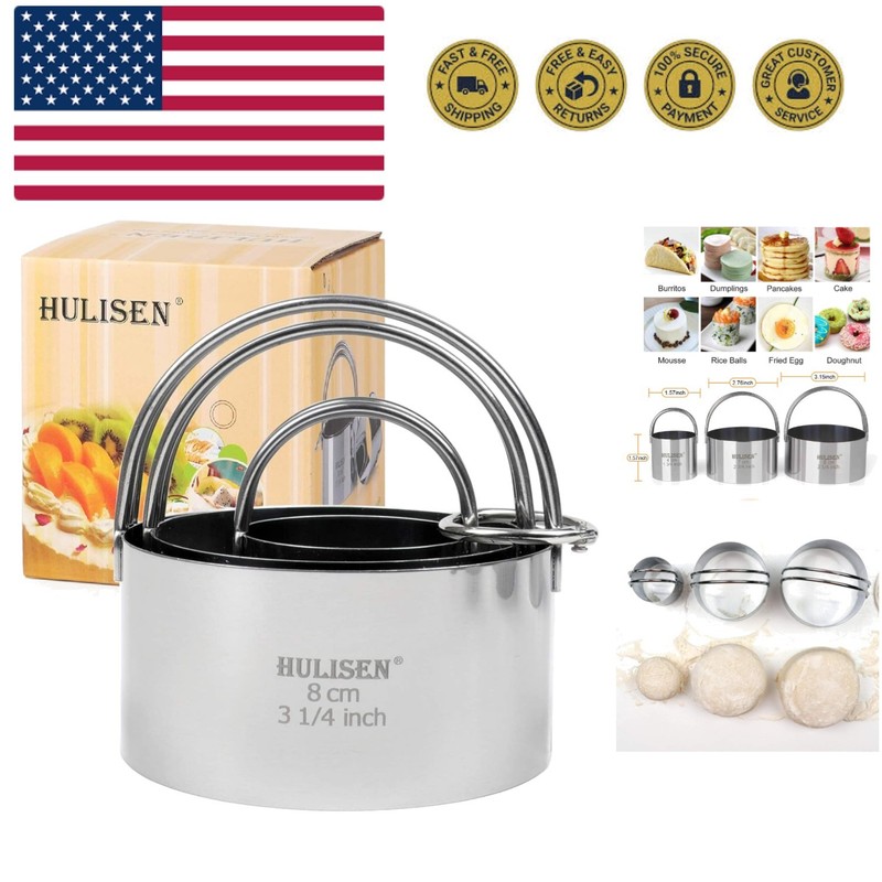Biscuit Cutter Set 3 Pieces/Set, Stainless Steel Round Cookies Cutter with Ha…