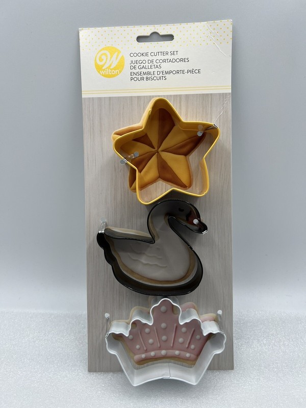 WILTON Cookie Cutter 3-Piece Set Metal Star Swan Crown – NEW
