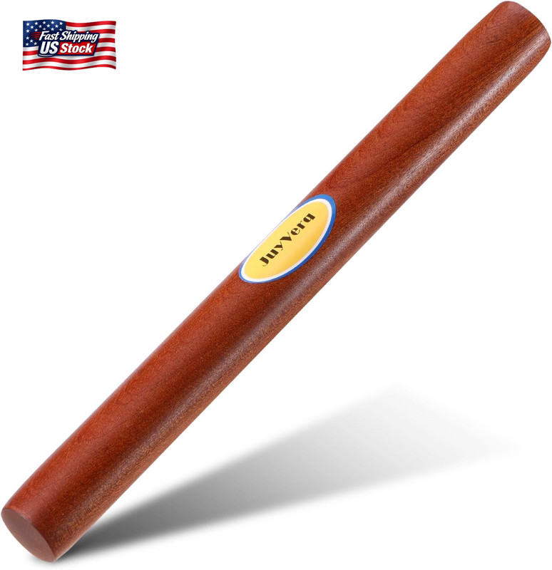 Wood Rolling Pin (15.75 Inches), Non-Stick Rolling Pin for Baking, Natural Sapel