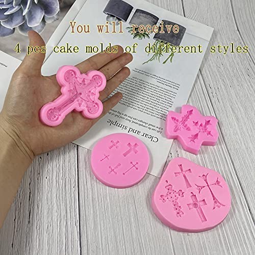 4 Pcs Small Chocolate Molds Baptism Cake Decorations Cross Cake Candy gallery