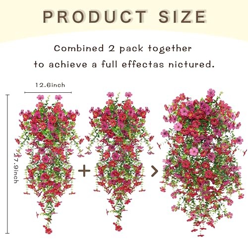 Artificial Hanging Flowers for Outdoor Spring Decor pcs UV 2 Light Purple Red gallery