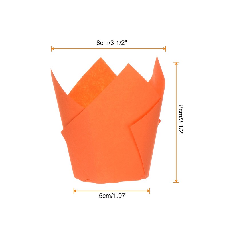 100Pcs Tulip Cupcake Liners Paper Baking Cups Orange gallery