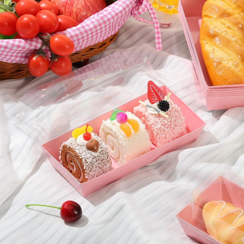 100 Pack Paper Charcuterie Boxes with Clear Lids Disposable Kraft Sandwich Food gallery