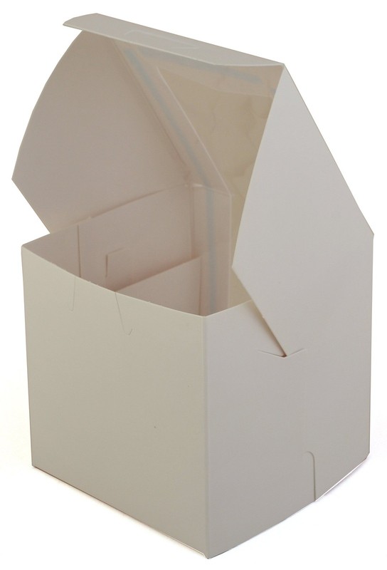 23033 Paperboard White Lock Corner Window Bakery Box, 4 Length x 4 Width x 4 Hei gallery