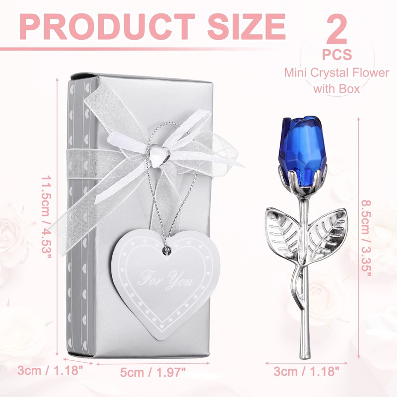 2 Pcs Mini Crystal Rose with Box, Romantic Crystal Rose, Blue&Silver gallery